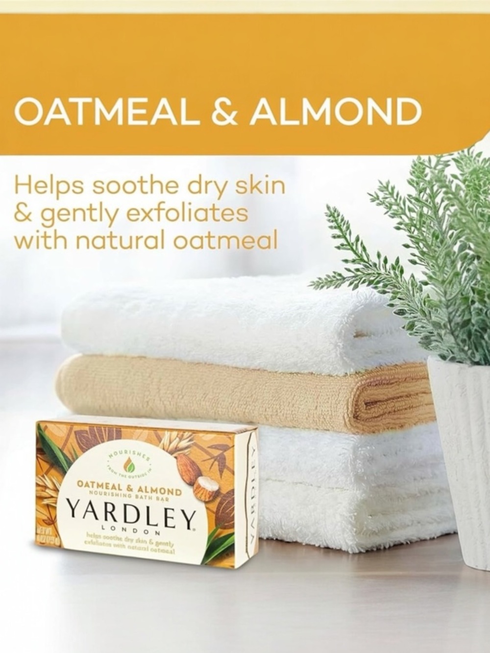 Yardley Of London Oatmeal and Almond Nourishing Bath Bar Luxury Beauty Soap 4 Oz